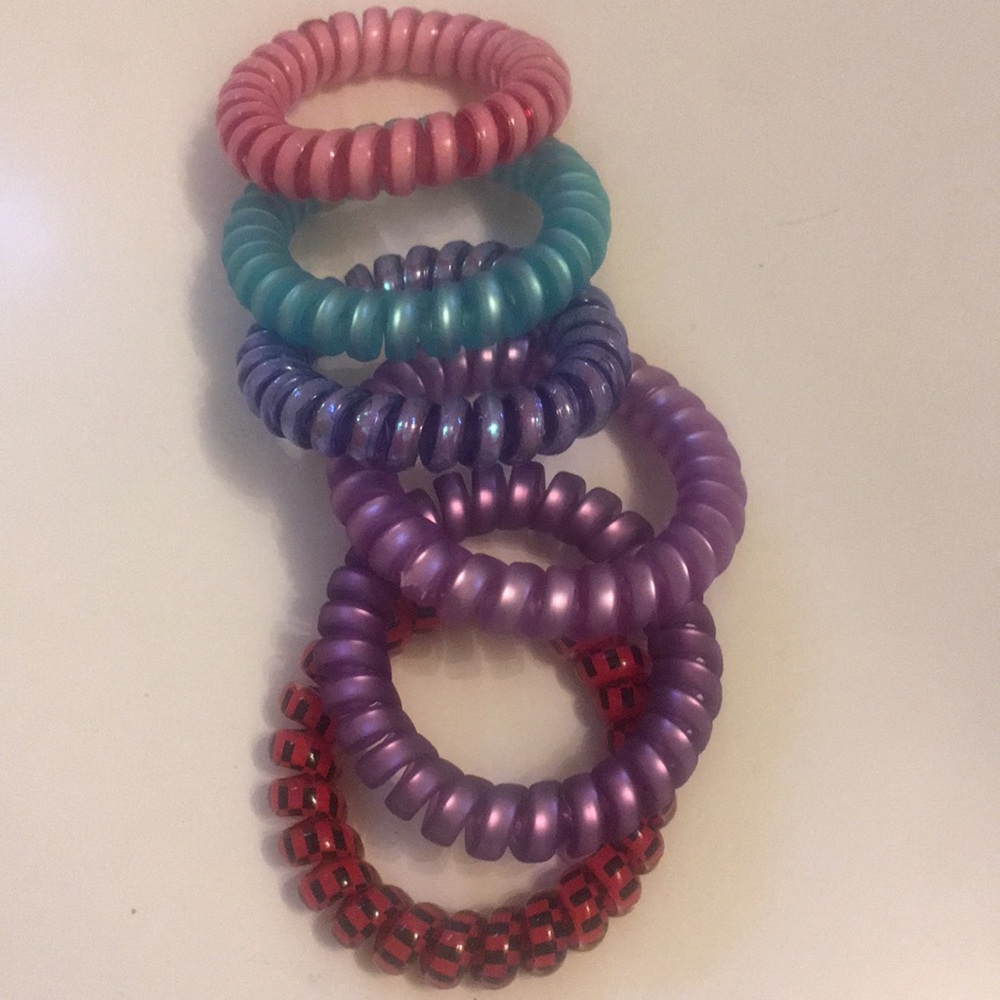 Pack of 6 Girls Phone Cord Hair Ties 2 in diameter